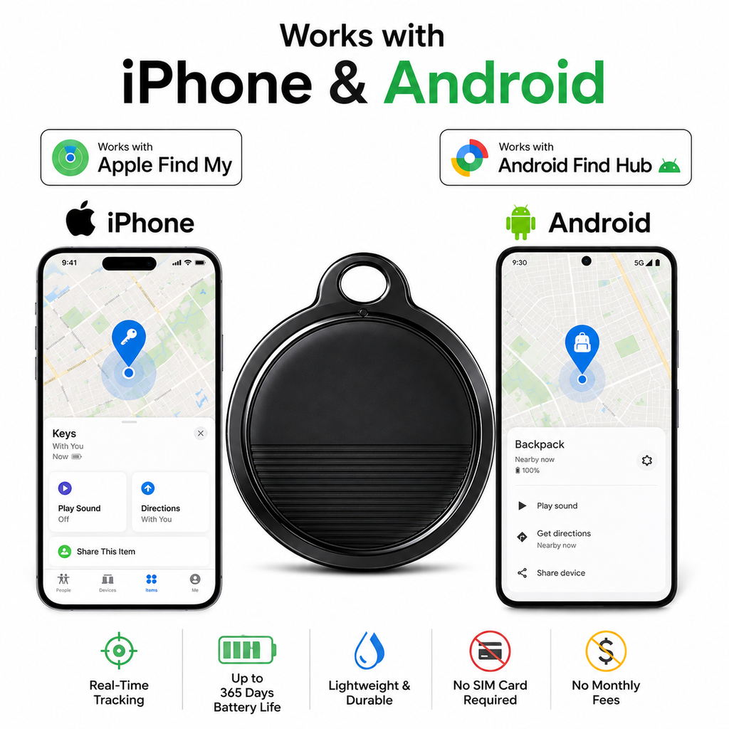 جهاز تتبع ذكي GPS متوافق مع الآيفون والأندرويد – تحديد الموقع في الوقت الحقيقي وبطارية تدوم حتى 365 يومًا