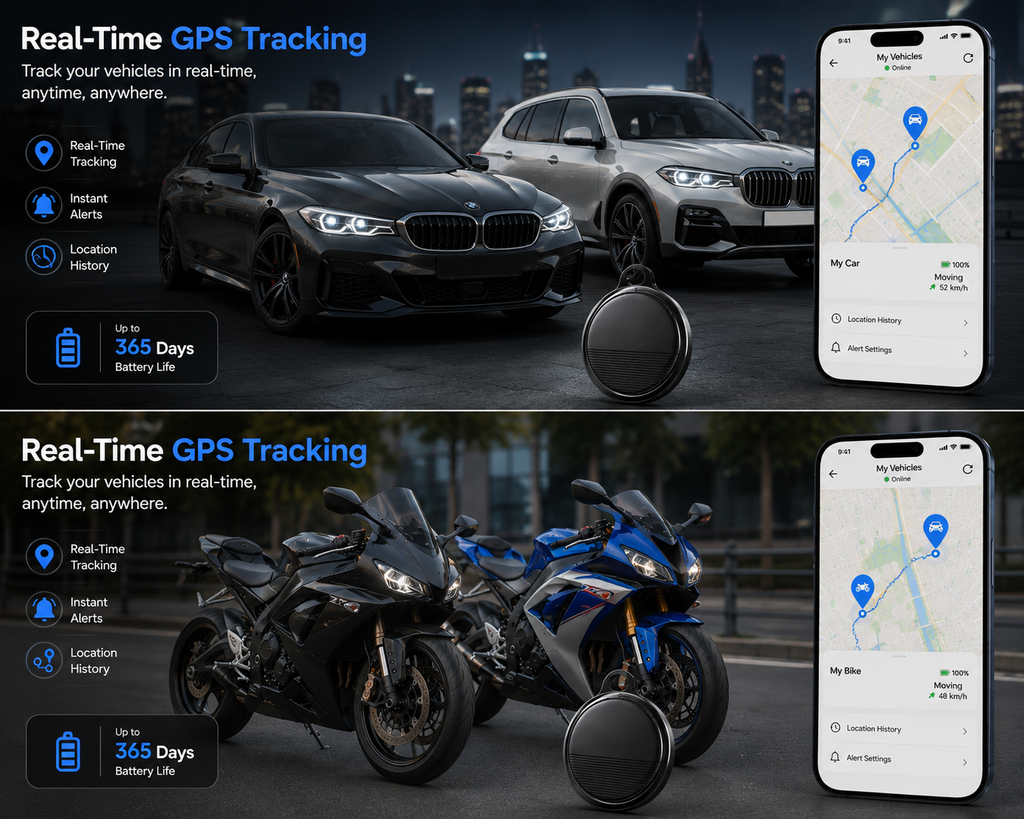 جهاز تتبع ذكي GPS متوافق مع الآيفون والأندرويد – تحديد الموقع في الوقت الحقيقي وبطارية تدوم حتى 365 يومًا