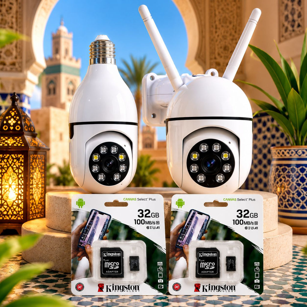 CAMERA 360° 3MP + CAMERA LAMP + 2cart memoire 32G